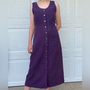 Vintage purple midi button down jumper dress.